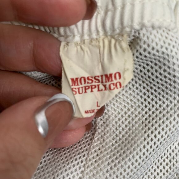 Vintage 90s Mossimo Board Shorts Swim Trunks L White Floral Pockets Drawstring - Picture 6 of 6